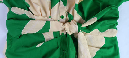 Robe-chemisier à taille haute, manches courtes et imprimé à revers pour femme