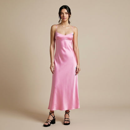 Robe Longue Satinée Stylanie™ | Élégance Intemporelle & Raffinement